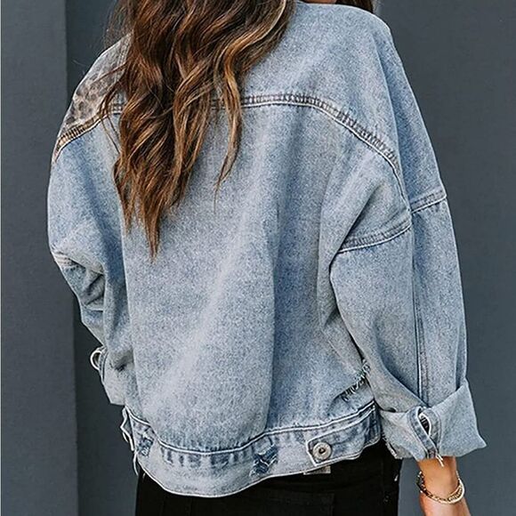 Leopard Print Denim Jacket  - Picture 4 of 5